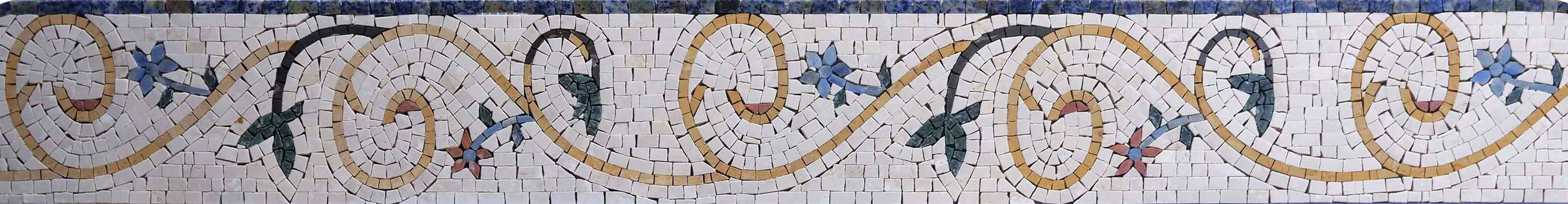 Swirling Floral Vine - Marble Mosaic Border Art - Mesh Backing