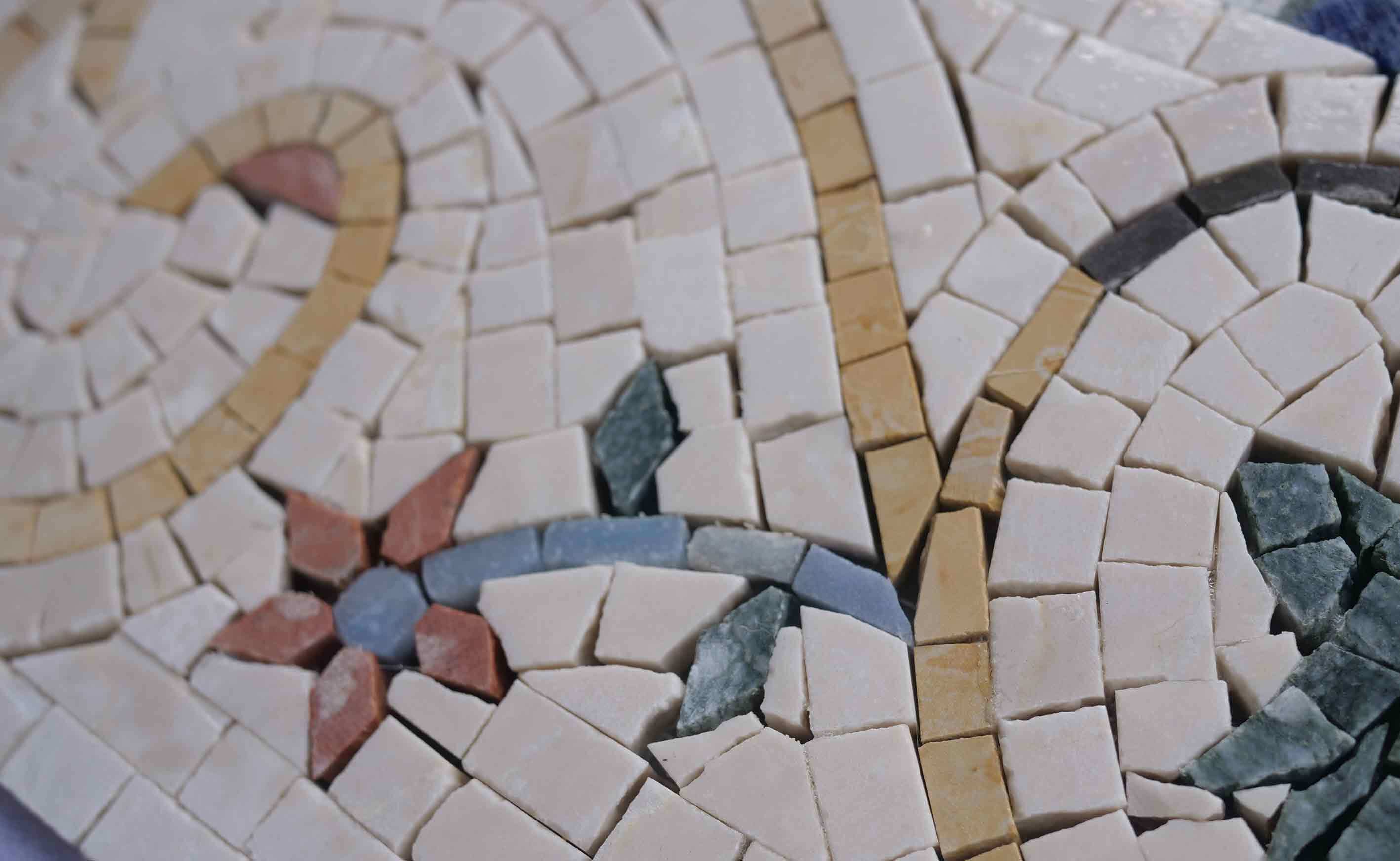 Swirling Floral Vine - Marble Mosaic Border Art - Mesh Backing - Image 2