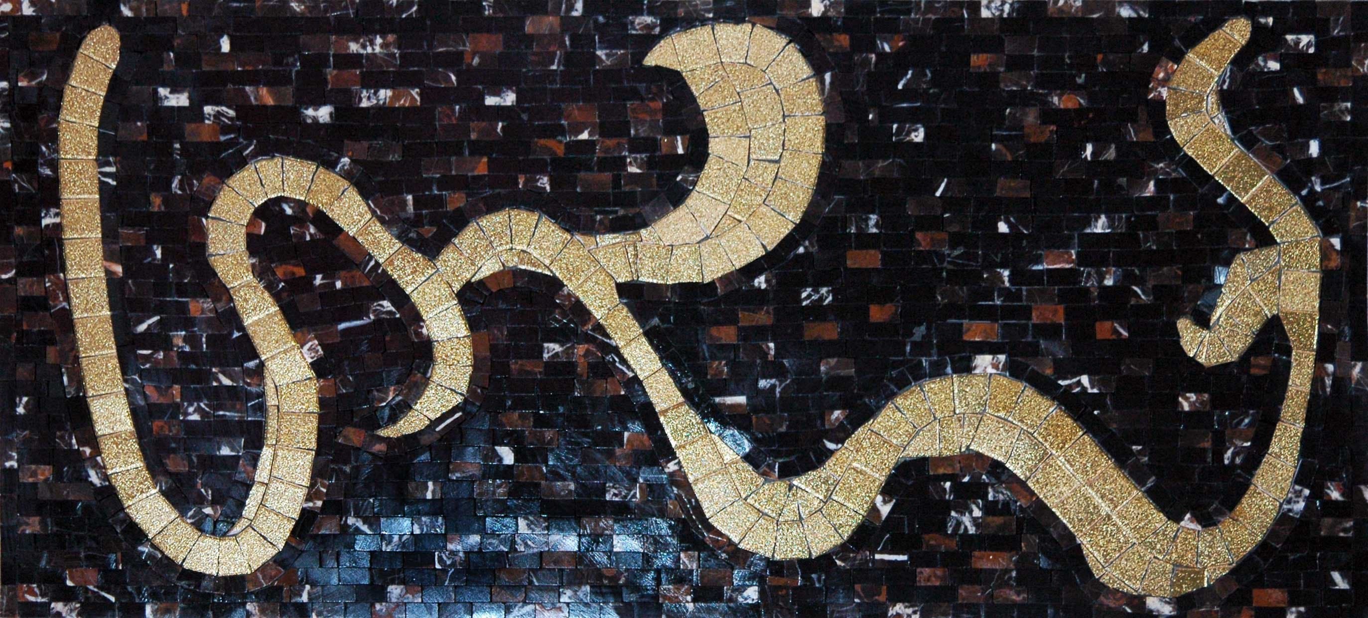 Golden Serpent - Marble Mosaic Flow Border Artwork - Mesh Backing