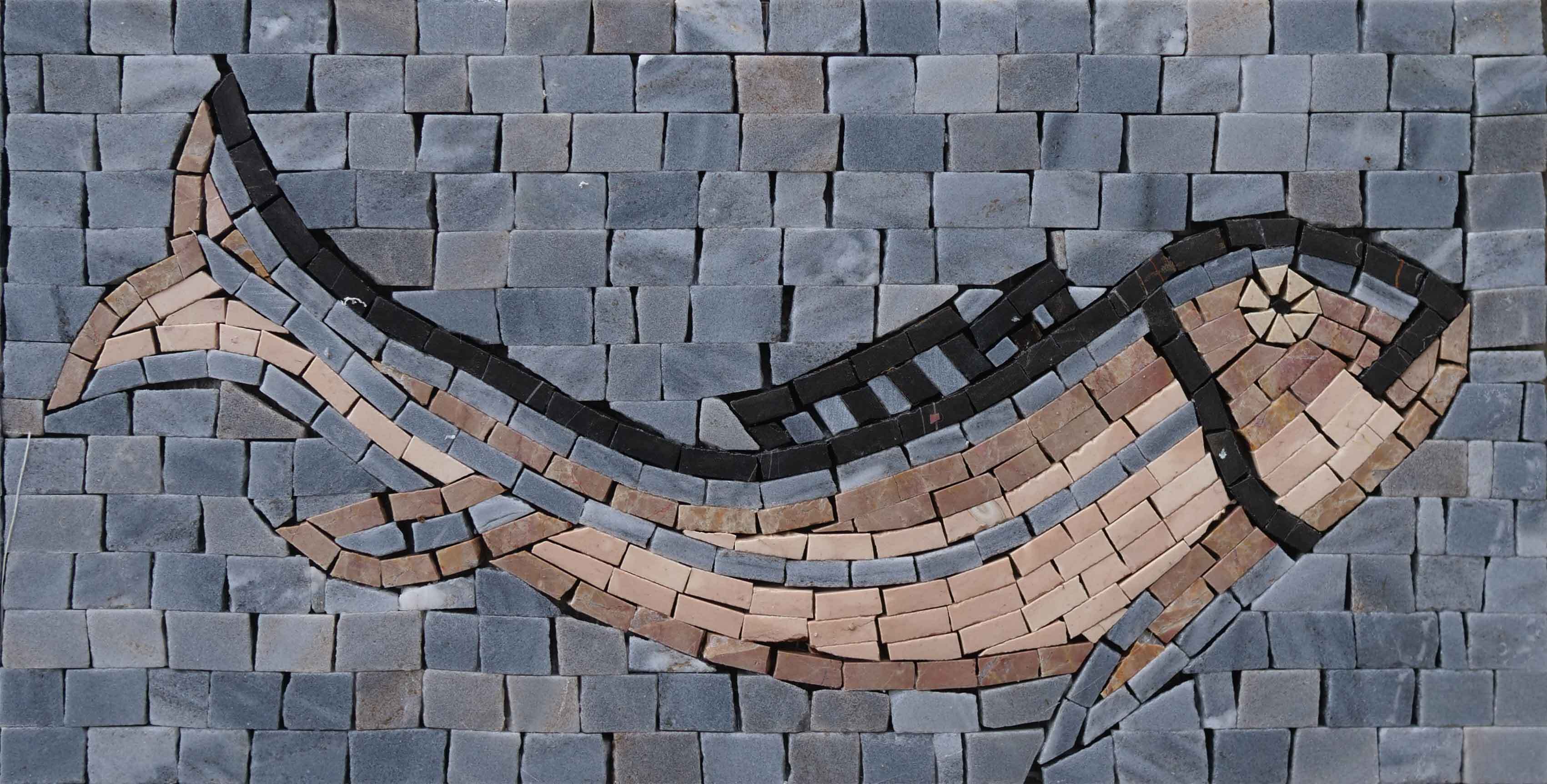 Fish Motif - Mosaic Wall Murals Border - Mesh Backing