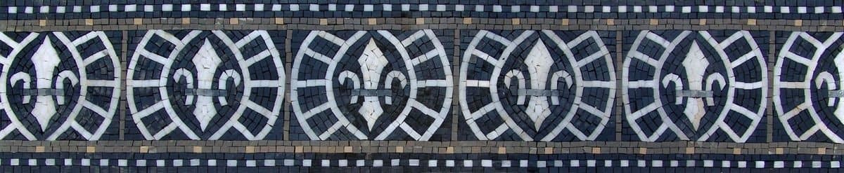 Fleur Lis - Marble Mosaic Tile Border Marino Blue Celtic - Mesh Backing