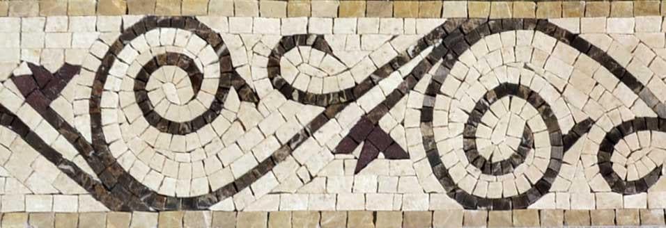 Abstract Swirls - Marble Mosaic Floral Border - Mesh Backing