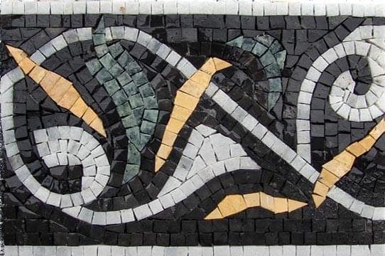 Abstract Swirls - Marble Mosaic Floral Border - Mesh Backing