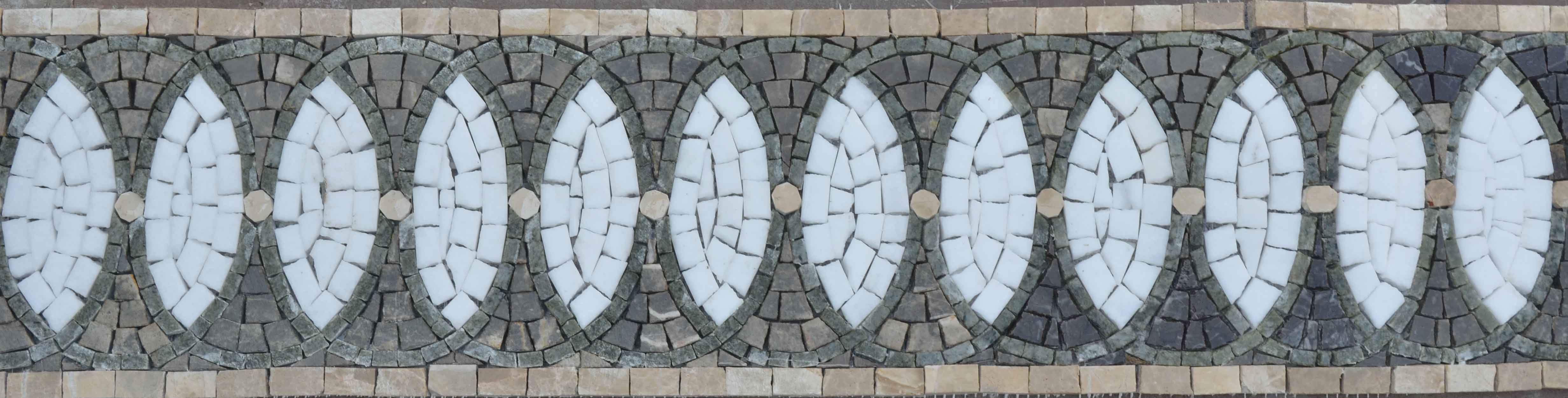 Geometric Border - Mosaic Mural Spheres Artwork - Mesh Backing