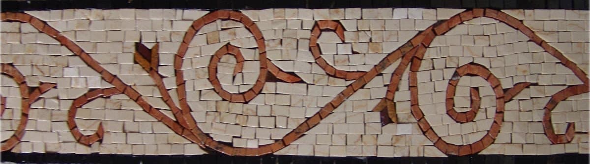Artful Swirls - Marble Mosaic Floral Border - Mesh Backing