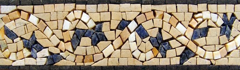 Floral Swirls - Marble Mosaic Garden Border Luxury Handcrafted Stone Tile - Mesh Backing