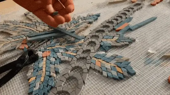Cloud Swirls - Mosaic Garden Art Border Pattern - Mesh Backing - Image 3