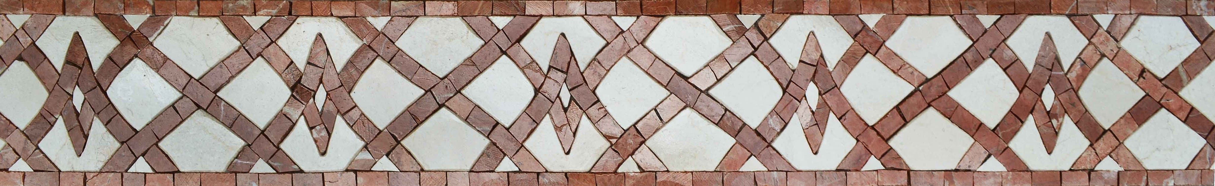Vintage Checke Pattern Border - Mosaic Tile Artwork - Mesh Backing