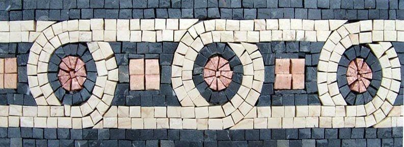 Geometric Circle Pattern Border Art - Home Renovation Mosaic - Mesh Backing