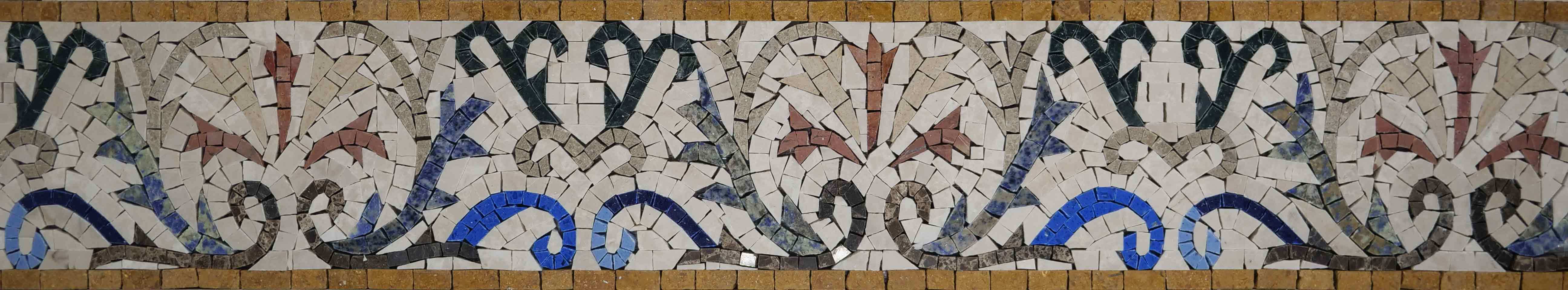 Ayten - Flower Mosaic Art Border | Luxury Handcrafted Stone Mosaic