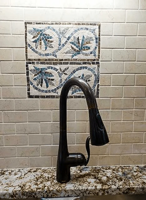 Floral Swirls - Marble Mosaic Border Luxury Handcrafted Natural Stone - Mesh Backing - Image 2