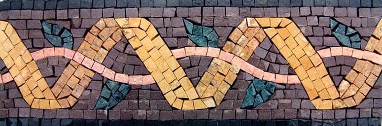 Botanical Illusion - Marble Mosaic Winding Vine Border - Mesh Backing