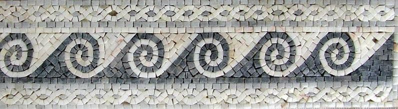 Abstract Artist - Marble Mosaic Swirls And Waves Border - Mesh Backing