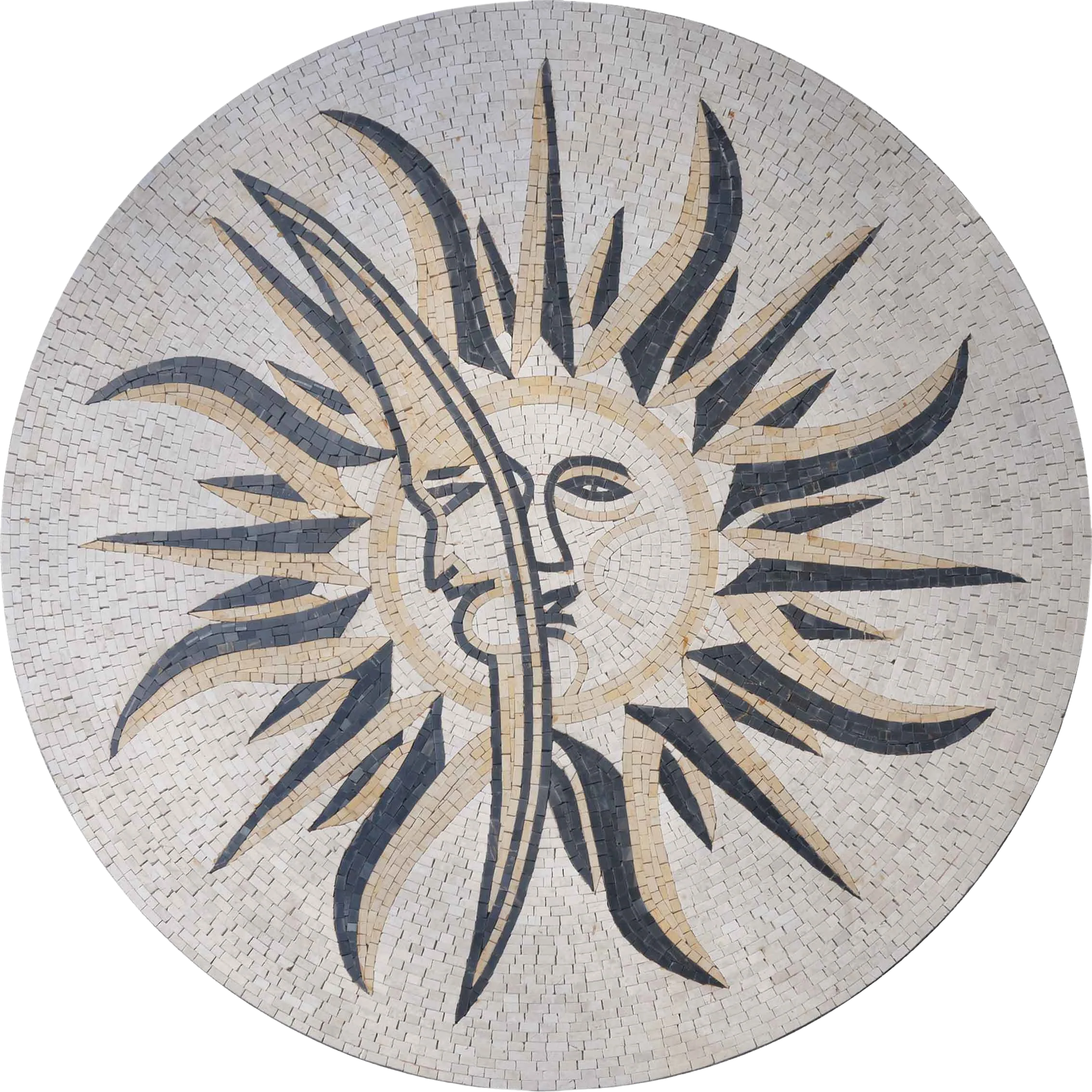 Sun Moon Motif - Mosaic Flower Patterns Medallion - Mesh Backing