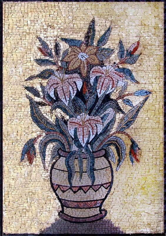 Vase Floral Arrangement - Mosaic Tree Flower Art - Mesh Backing