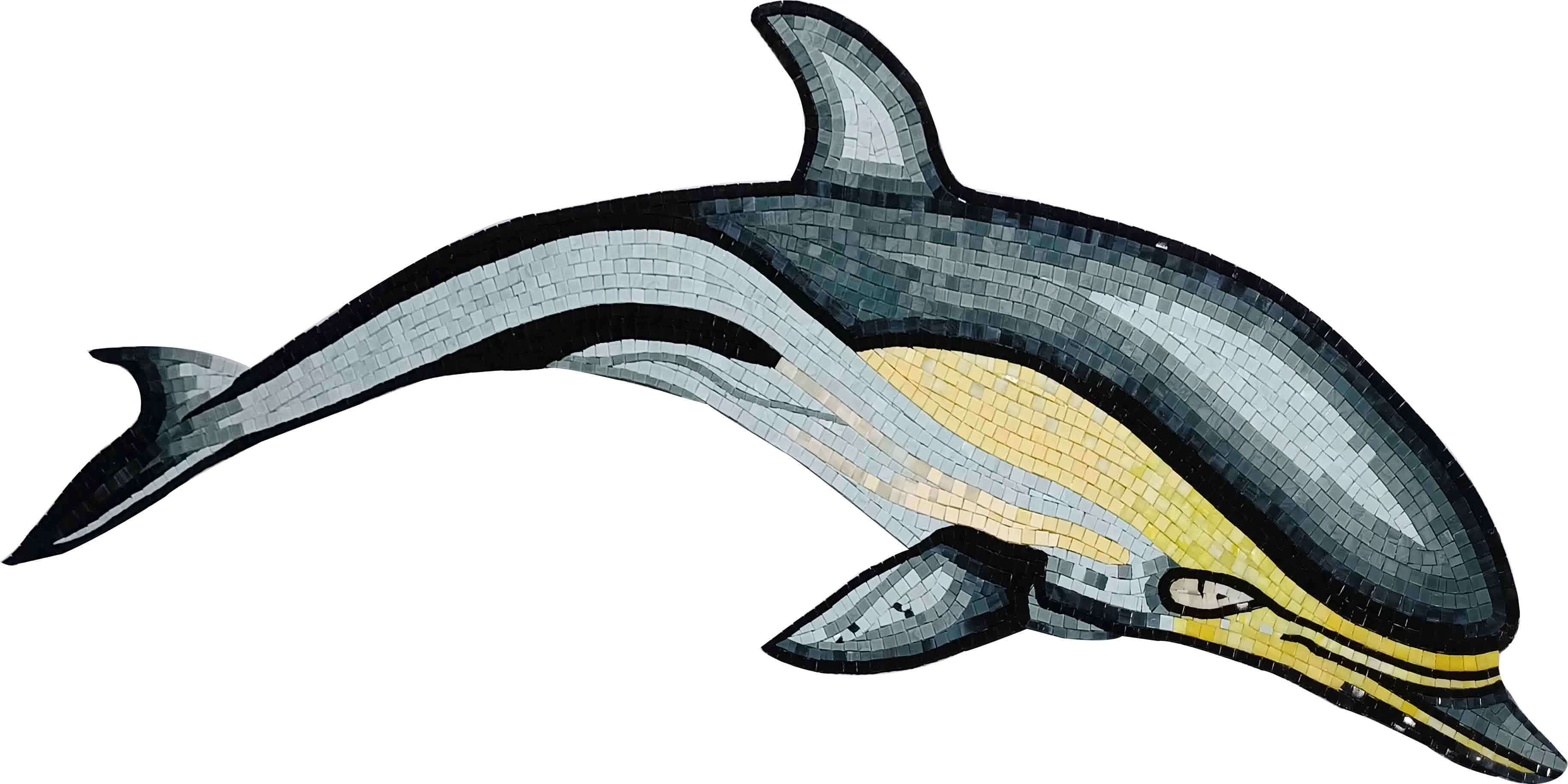 Dolphin Leaping - Glass Mosaic Flower Patterns Art - Mesh Backing