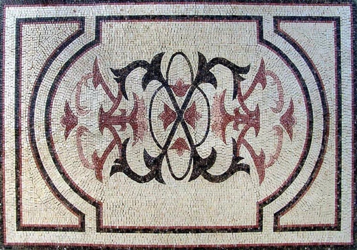 Floral Vine Arrangement - Marble Mosaic Tile Border Patterns - Mesh Backing