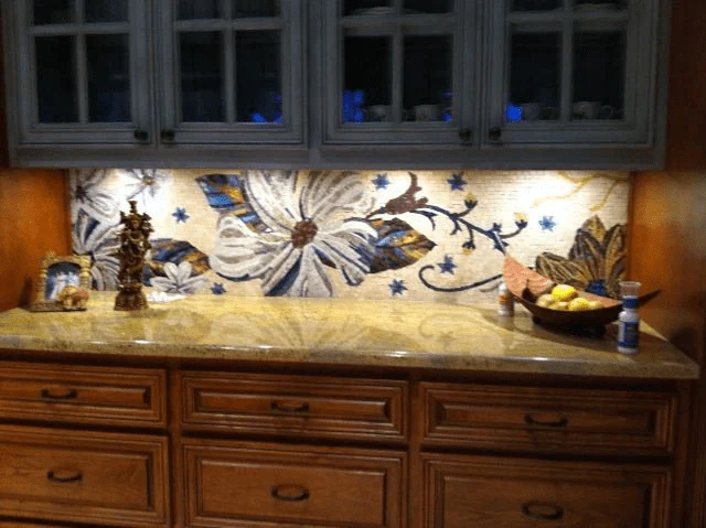 Fiore Serene - Marble Mosaic Enchanting Floral Bloom Art For Sale - Mesh Backing - Image 2