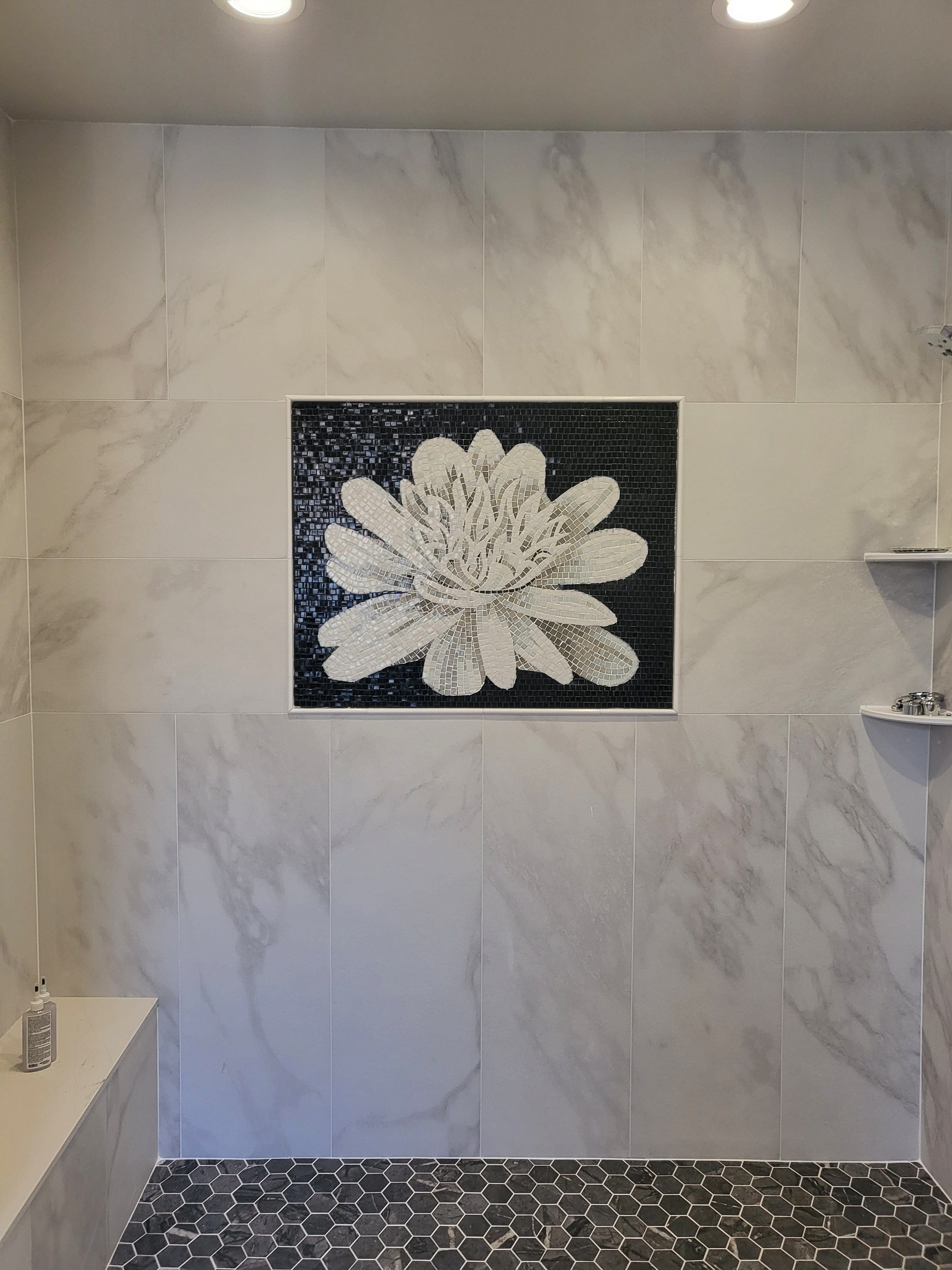 Geometric Bloom - Glass Ancient Mosaic Art - 130cm x 110cm (51'' x 43'')" - Mesh Backing - Image 3