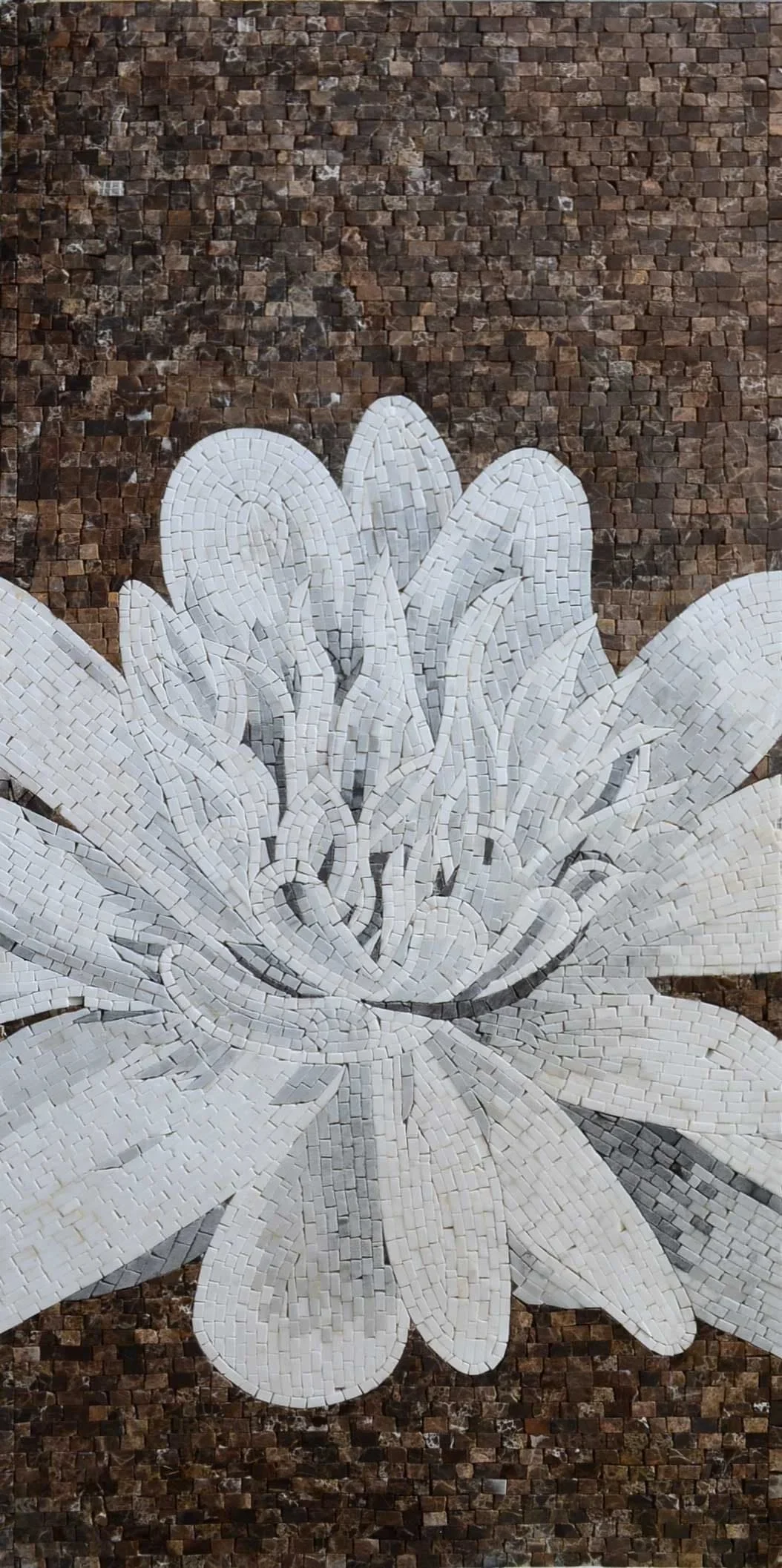 Enchanting Lotus Bloom - Marble Mosaic Artwork Flower - Mesh Backing