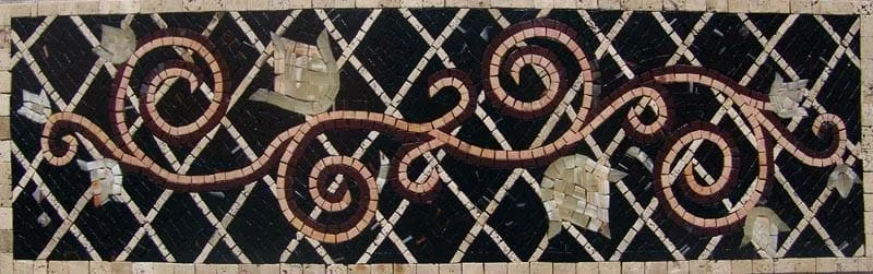 Enthusiast - Marble Mosaic Wavy Floral Artwork Flory - Mesh Backing