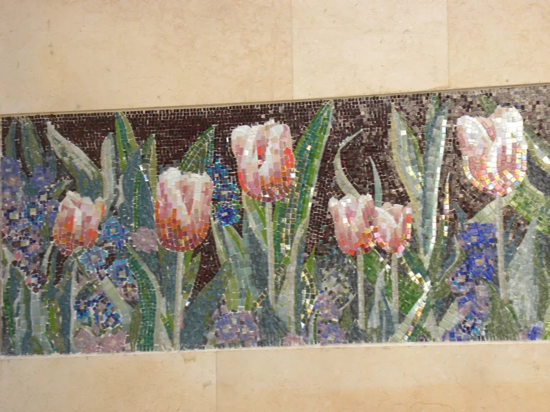 Enchanting Tulip Garden - Marble Mosaic Floral Designs - Mesh Backing - Image 2