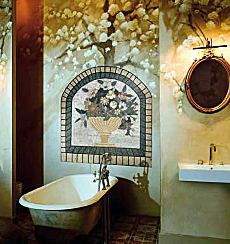 Enchanting Floral Display - Marble Mosaic Wall Art Arch Flora - Mesh Backing - Image 2
