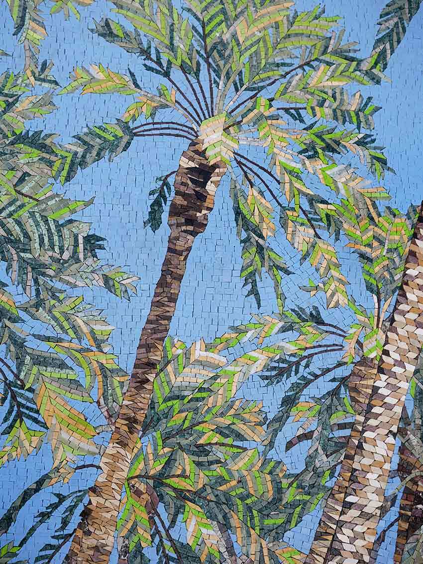 Palm Grove - Outdoor Mosaic Art Oasis Dreams - Mesh Backing - Image 2