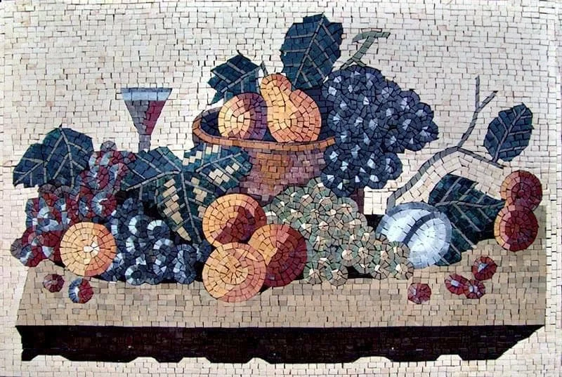 Still Life Arrangement - Marble Mosaic Designs Uve Colorate - Mesh Backing