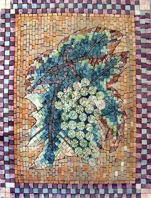 Grape Berries Motif - Marble Mosaic Patterns - Mesh Backing