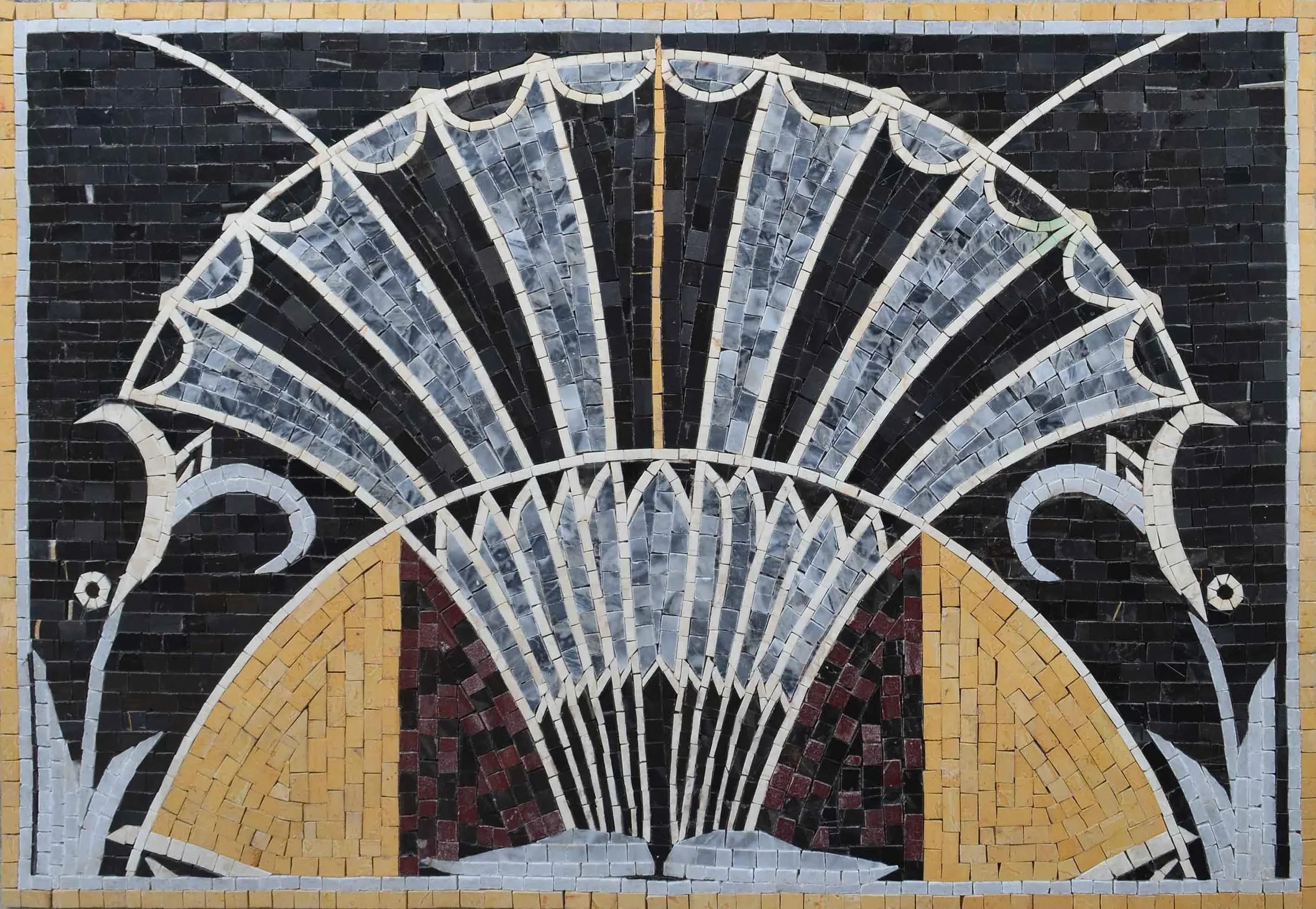 Abstract Fan Geometric - Mosaic Design - Mesh Backing