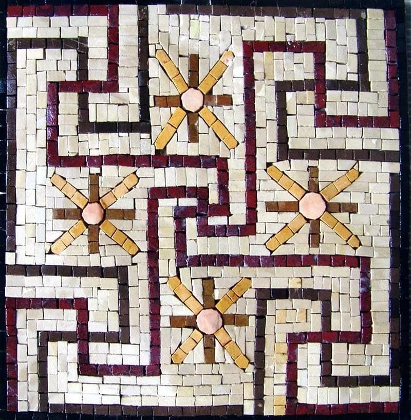 Msaa Geometric Star - Mosaic Swimming Pool Art Accent Pattern - Mesh Backing