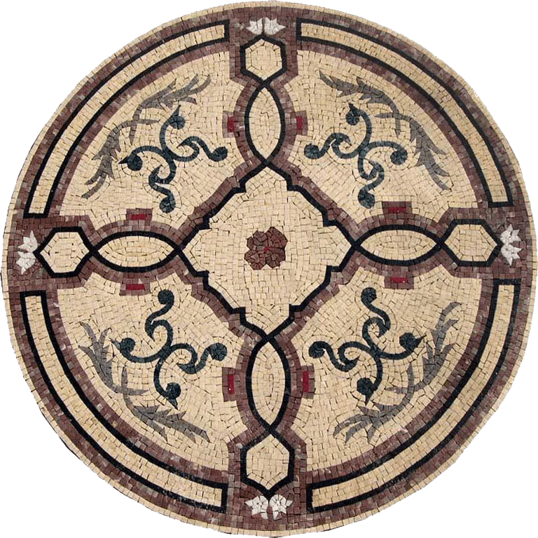 Floral Vine Pattern - Marble Mosaic Arabesque - Mesh Backing