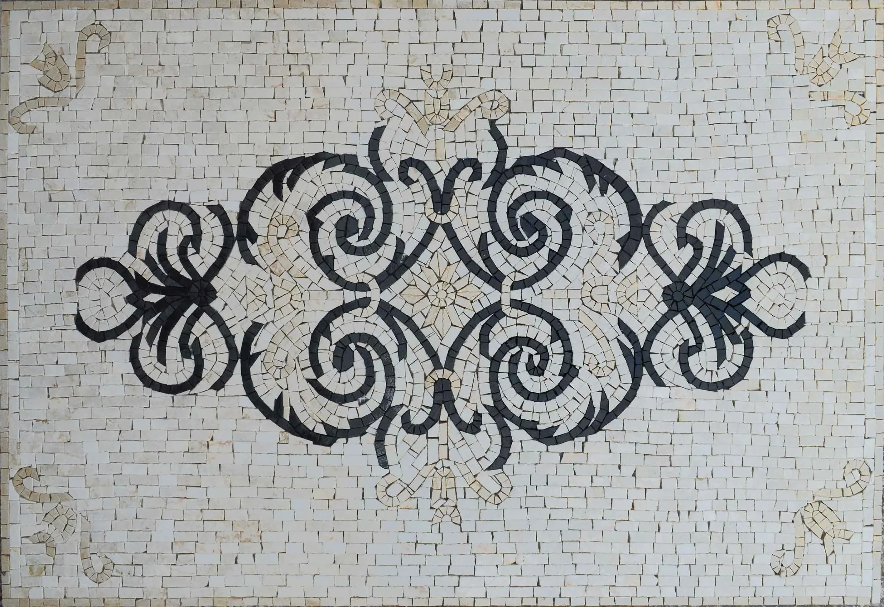Abstract Artist - Marble Mosaic Swirling Arabesque Rug Symma - Mesh Backing