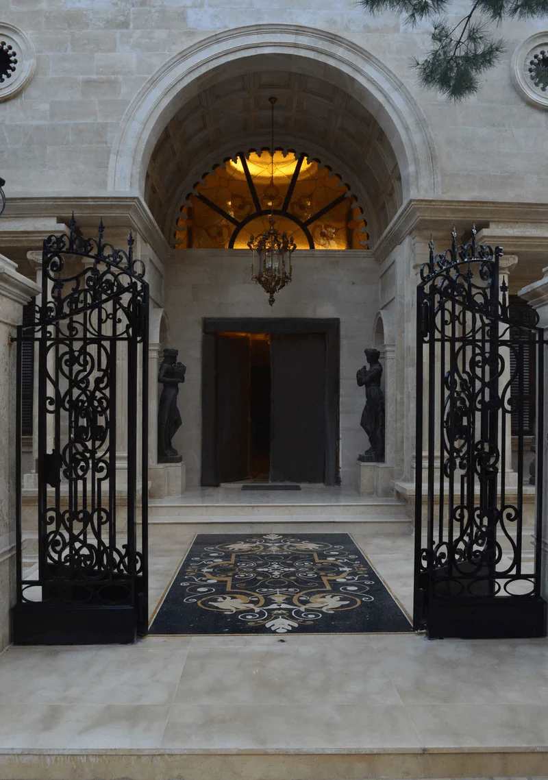 Enchanting Scrollwork Design - Marble Mosaic Area Rug - Mesh Backing - Image 4