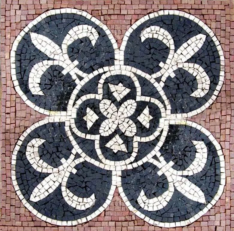 Floral Arrangement - Marble Mosaic Pattern Fleur Lis - Mesh Backing
