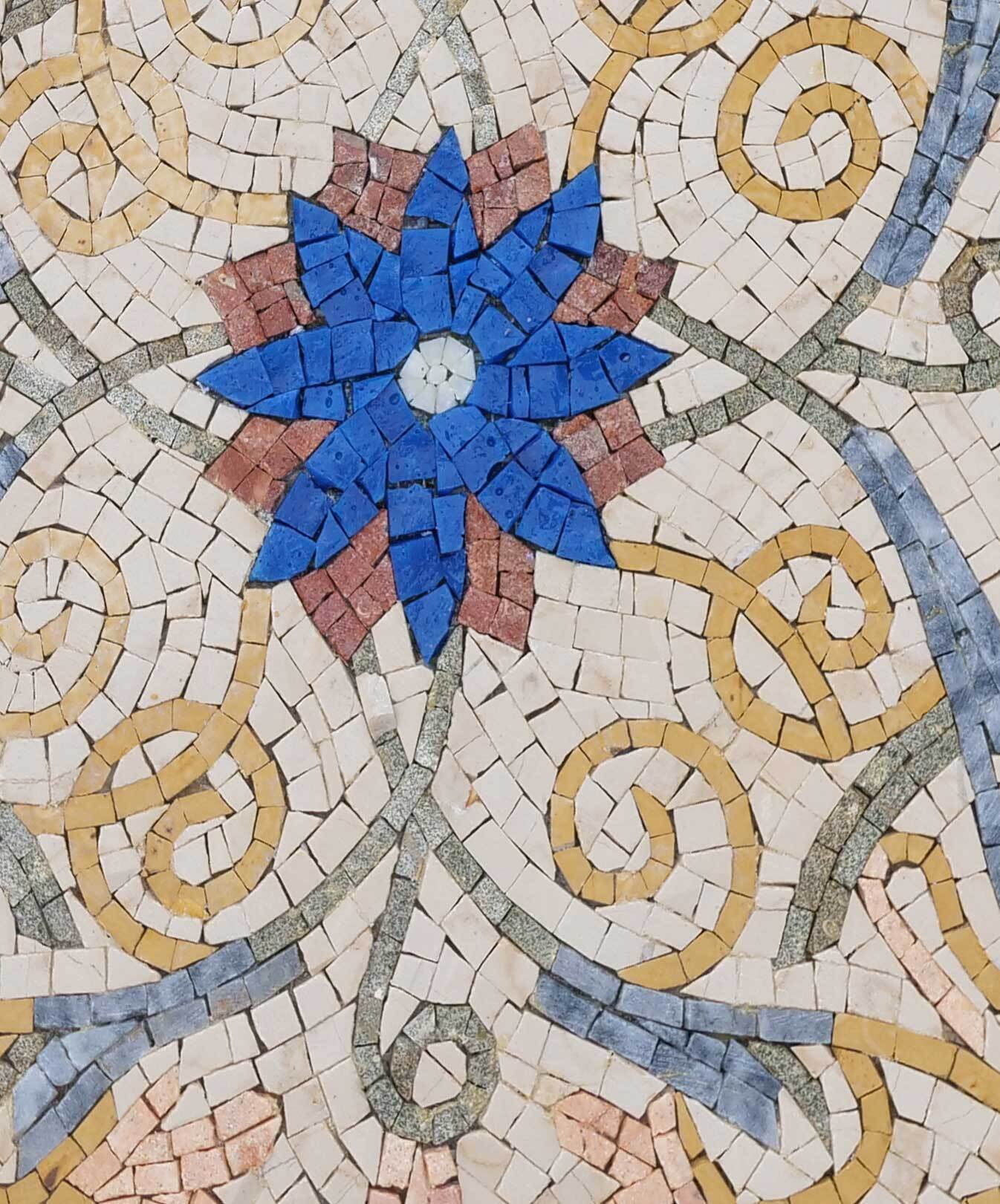Detailed Central Pattern Floral - Mosaic Rug Flower Tile Panel - Mesh Backing - Image 2