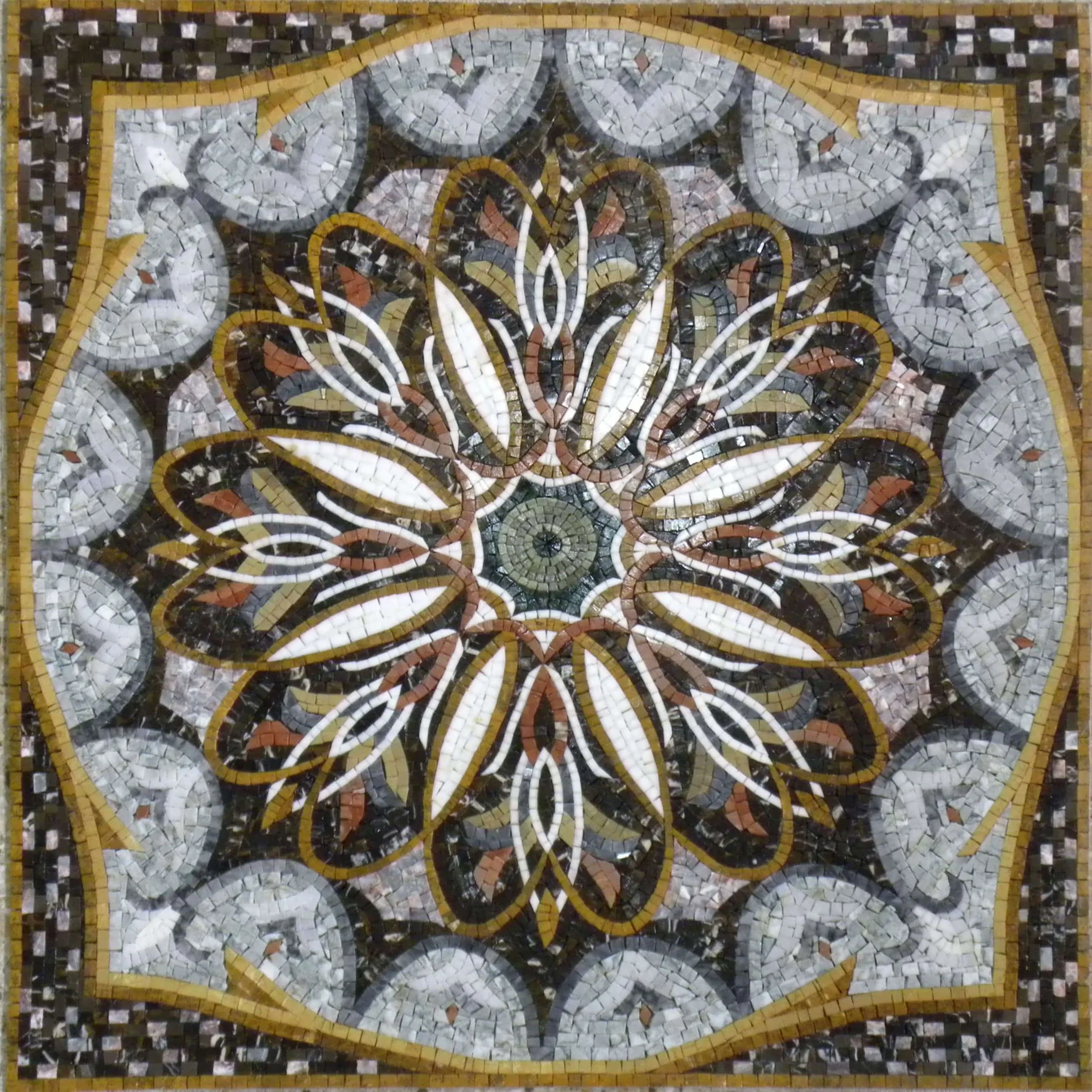 Floral Artistry - Marble Mosaic Bloom Home Decor - Mesh Backing