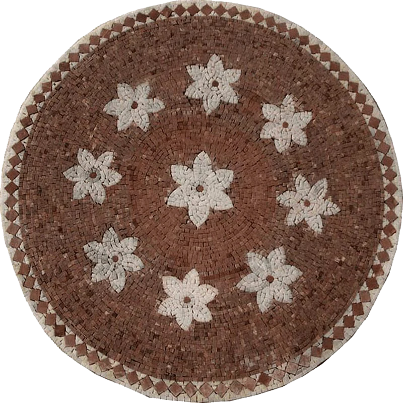 Floral Pattern - Marble Mosaic Stone Medallion - Mesh Backing