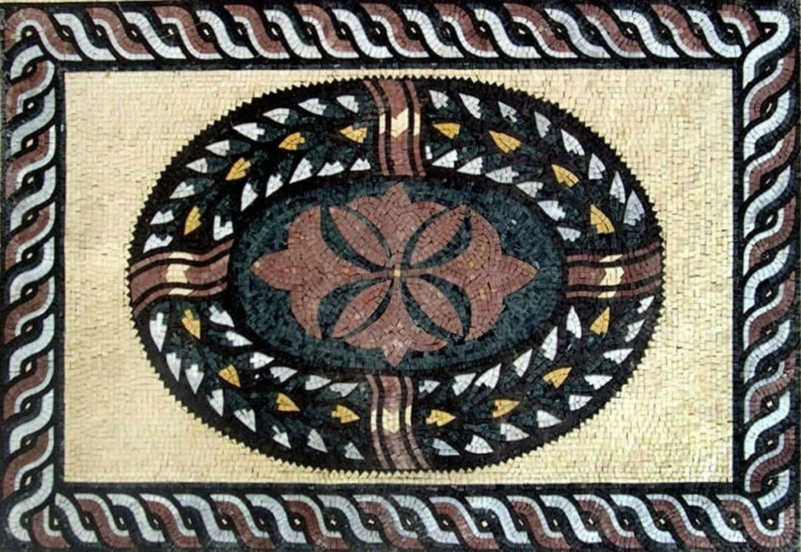 Geometric Floral - Marble Mosaic Border - Mesh Backing