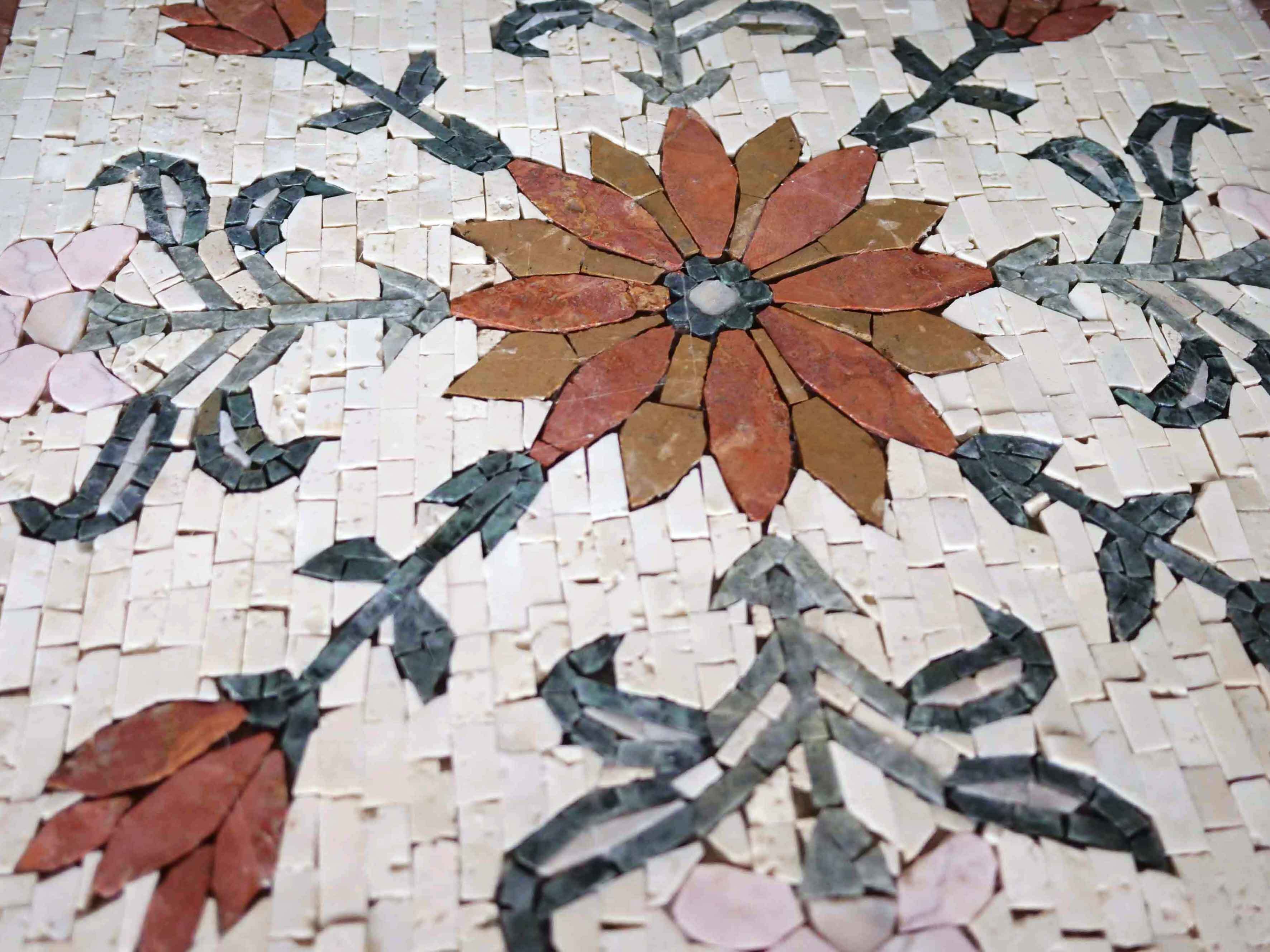 Ornate Floral Design - Marble Mosaic Medallion Geometric - Mesh Backing - Image 2