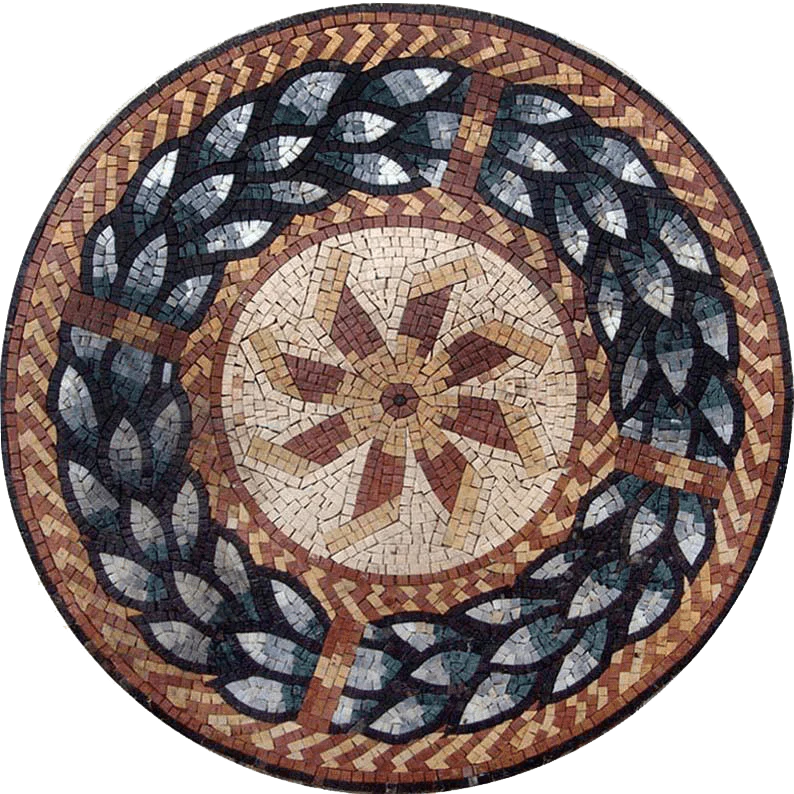 Geometric Star Pattern - Marble Mosaic - Mesh Backing