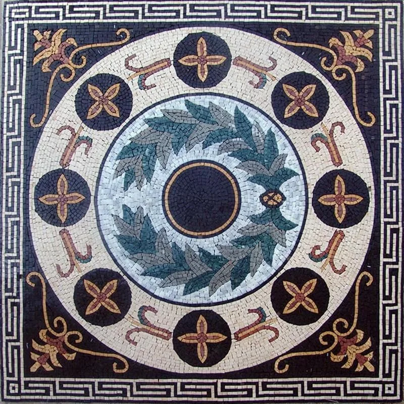 Enchanting Laurel Wreath - Marble Mosaic Apollo Green - Mesh Backing