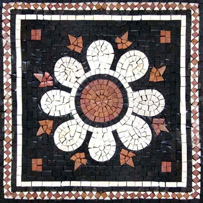 Floral Bloom - Powder Room Backsplash Mosaic Greco Roman Flower - Mesh Backing
