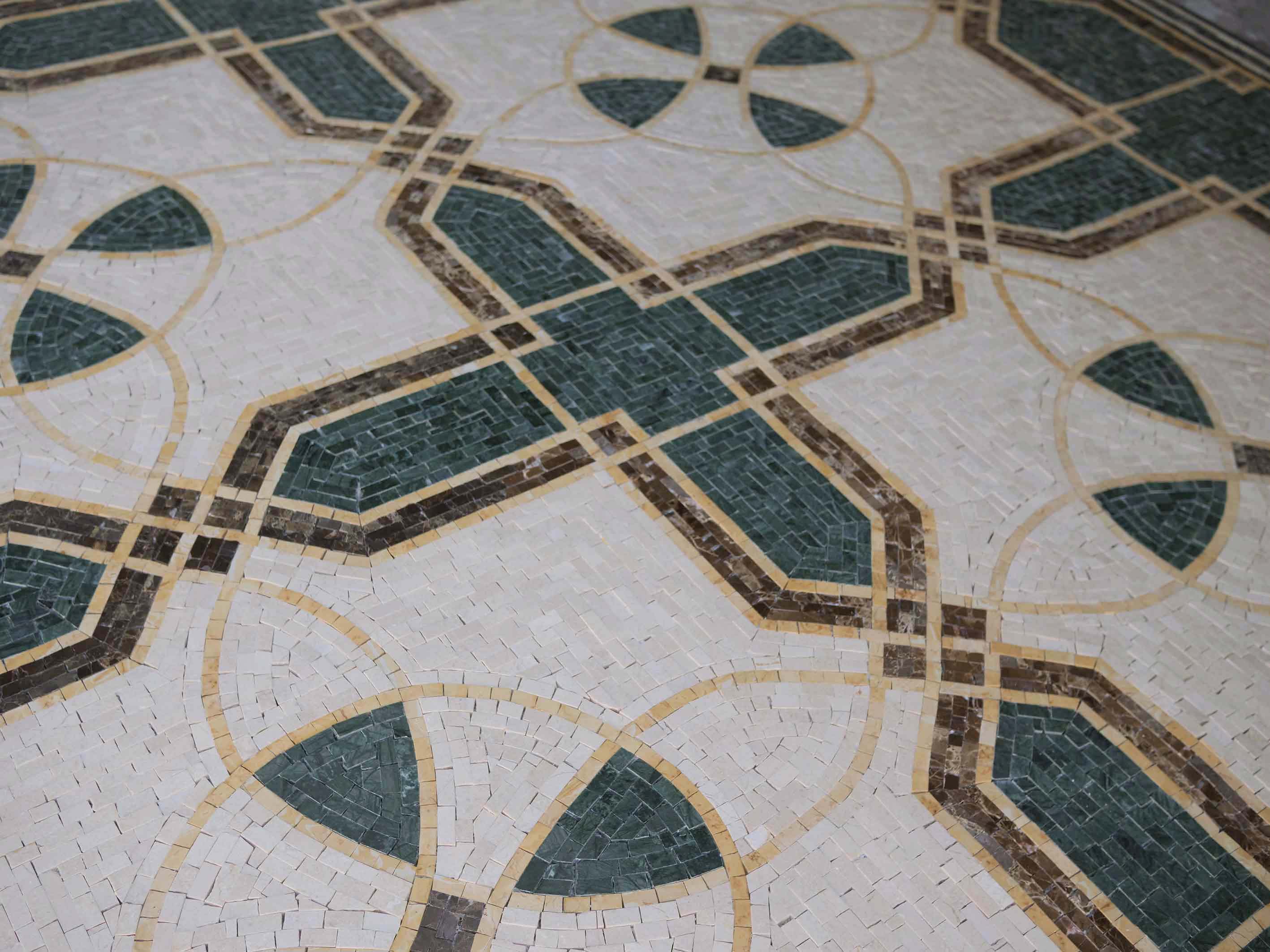 Geometric Cross Pattern - Marble Impressionist Mosaic Tile Art - Mesh Backing - Image 2