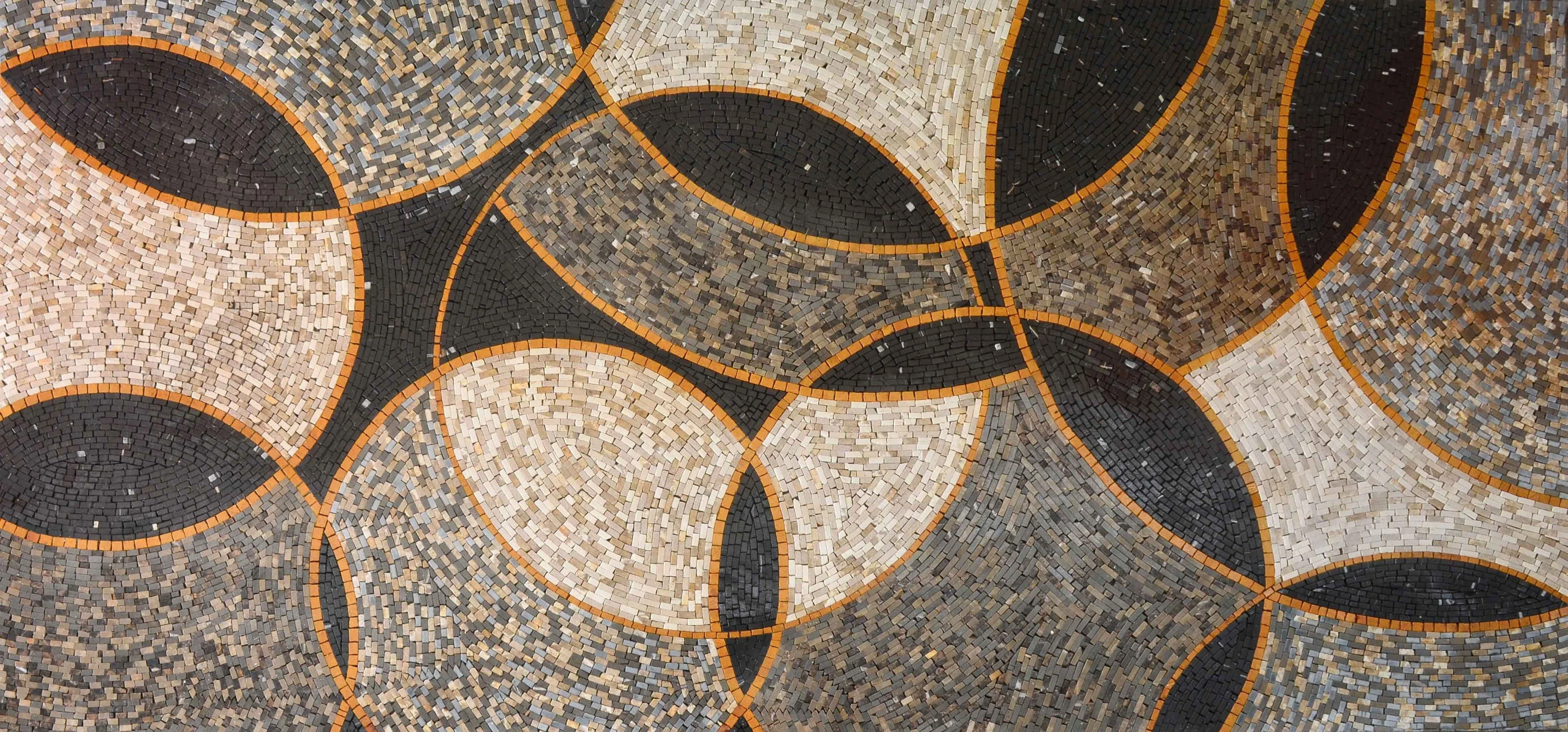 Abstract Composition - Marble Mosaic Geometric Floral Pattern - Mesh Backing
