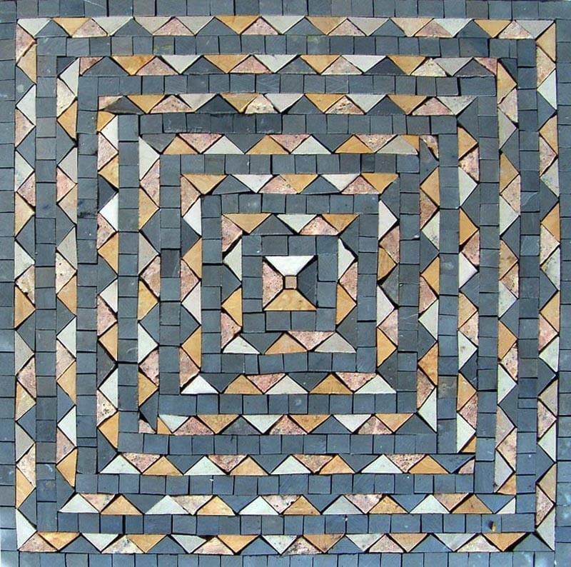Msaa Concentric Square Pattern - Mosaic Art Designs Modern Accent Panel - Mesh Backing