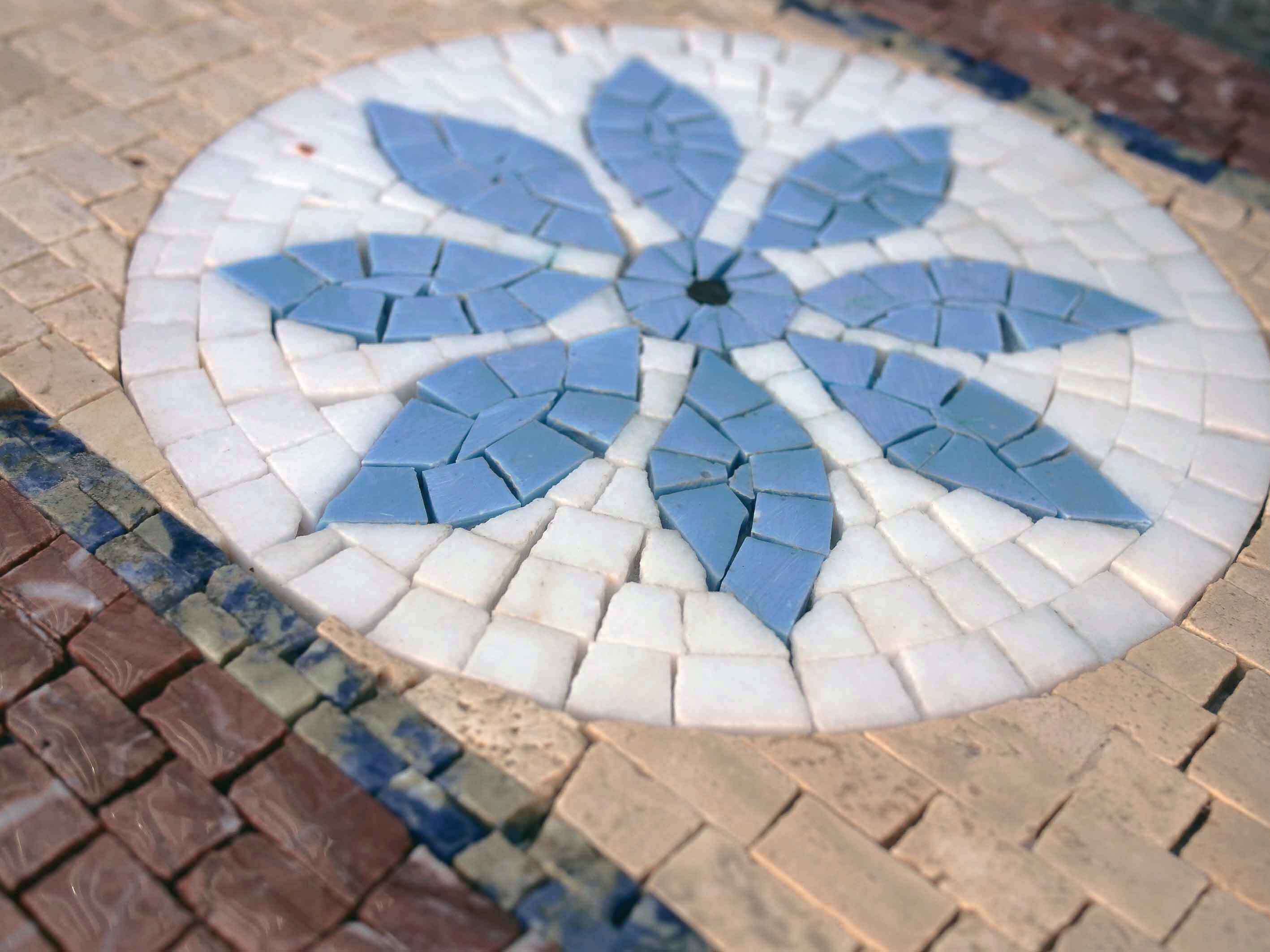 Geometric Starburst - Marble Mosaic Tile Fireplace Art - Mesh Backing - Image 2
