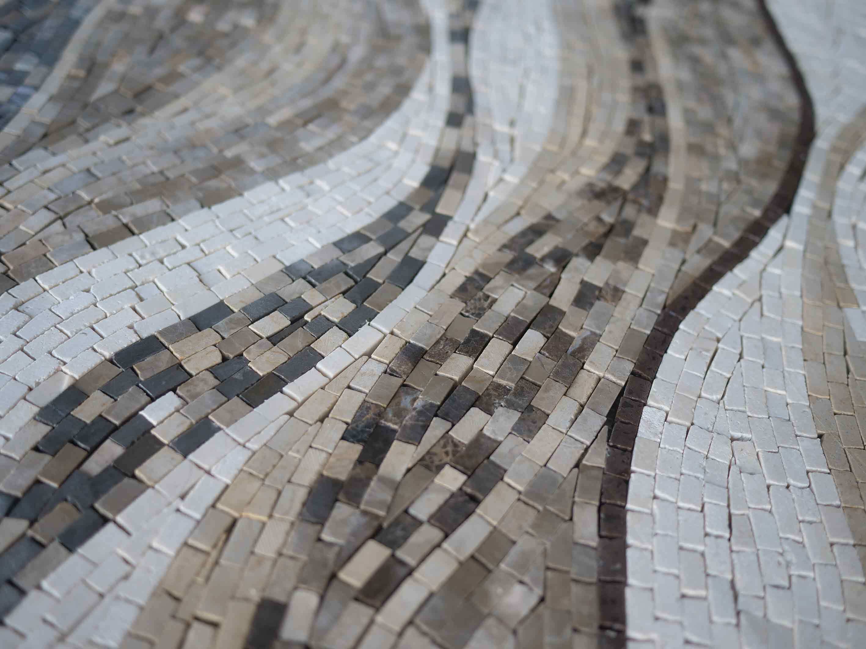 Wavy Lines Geometric - Art Deco Mosaic Medallion - Mesh Backing - Image 2