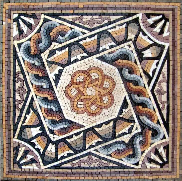 Geometric Knot Pattern - Mosaic Backsplash Multi Colo Art - Mesh Backing